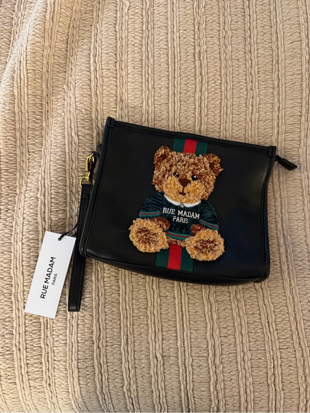 Black Teddy Bear Wristlet Clutch